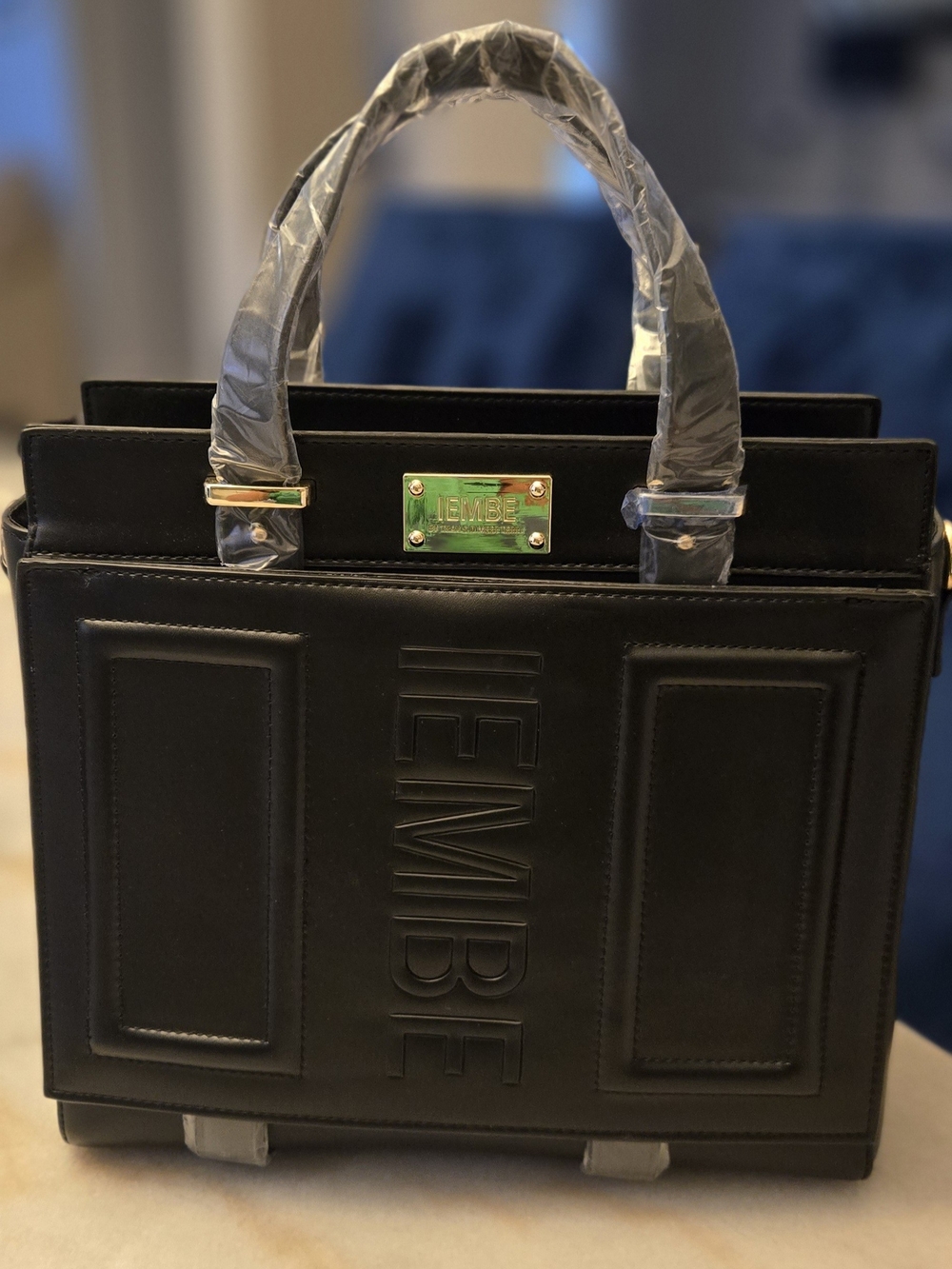 IEMBE Black Structured Tote Handbag - Picture 2 of 4